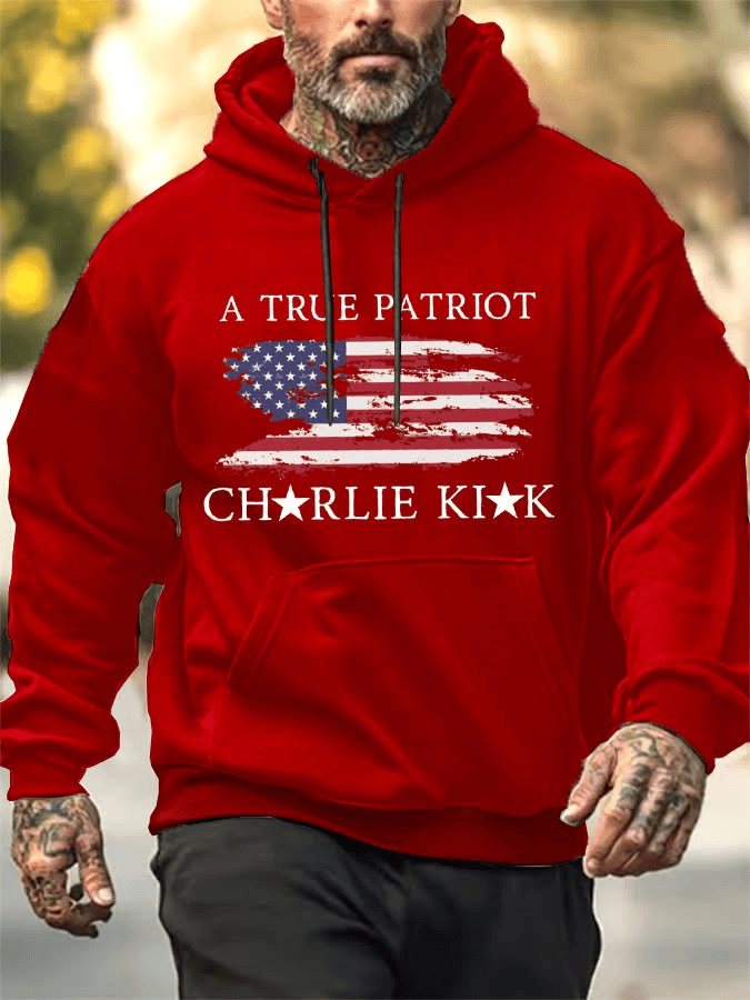 A True Patriot Charlie Kirk Red Hoodie Wear Red for Charlie Birthday Memorial Gift