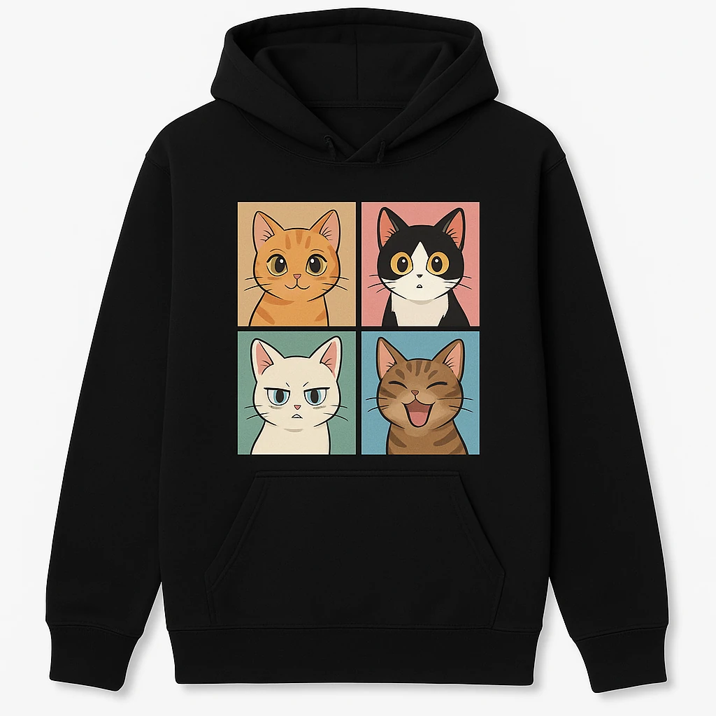 Unisex Anime Cat Pictures Hoodie - Cozy and Stylish for Everyday Wear