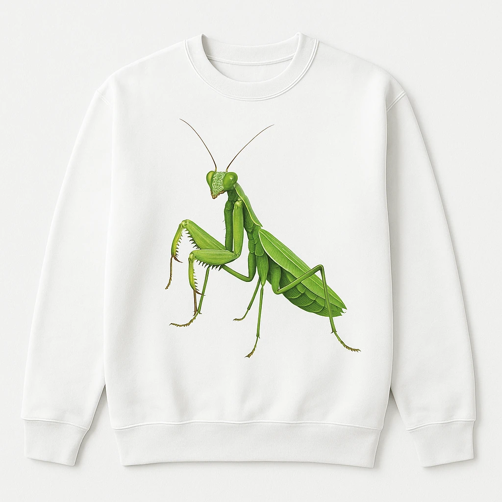 Unisex Sweatshirt with Praying Mantis Design - Casual and Artistic Style