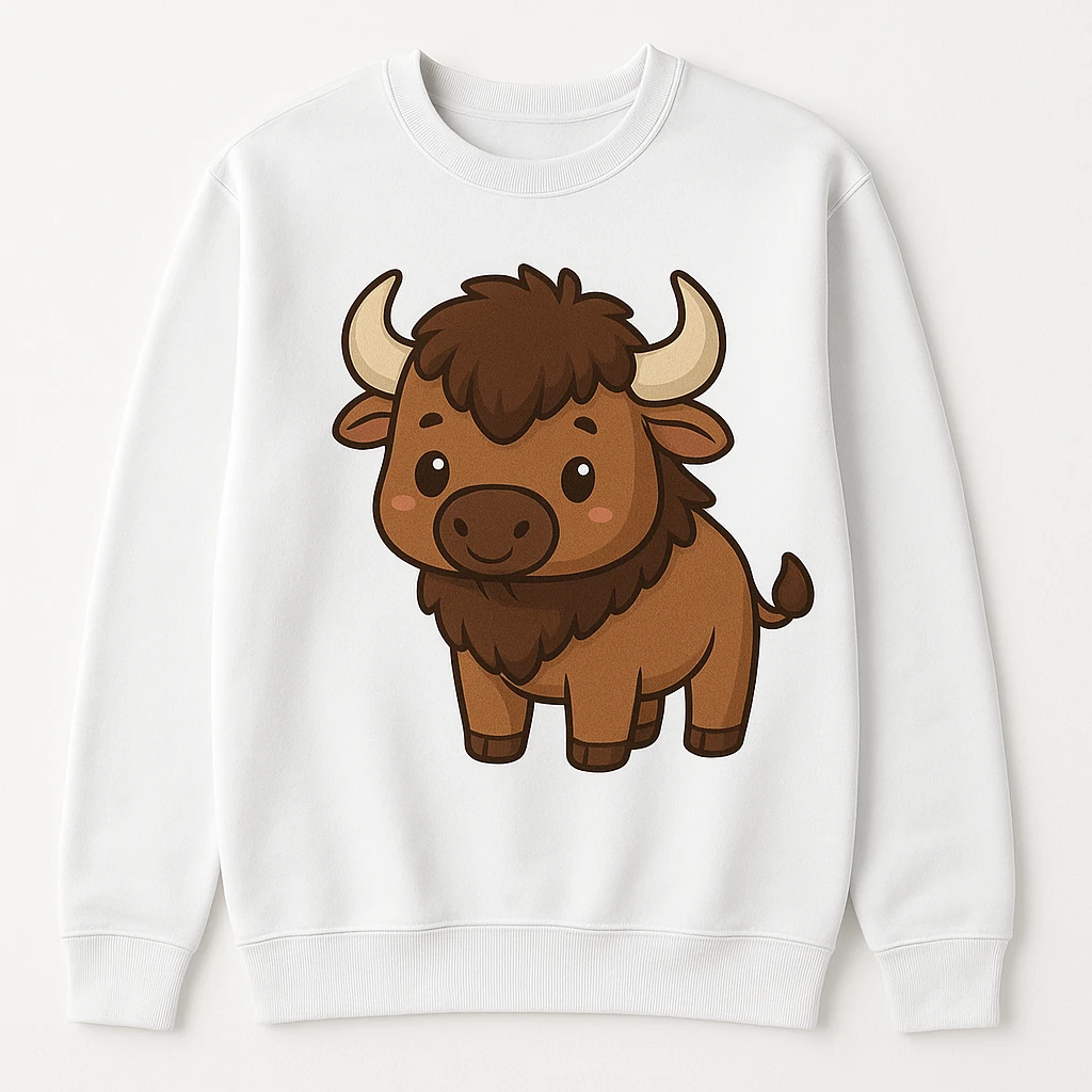 Unisex Sweatshirt with Cute Buffalo Design - Cozy and Stylish Apparel